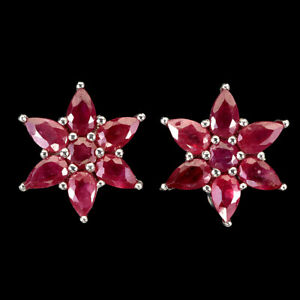 Heated Pear Red Ruby 5x3mm Gemstone 925 Sterling Silver Jewelry Earrings