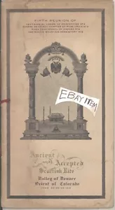 1919 DENVER COLORADO Ancient Accepted Scottish Rite Free Masonry ERNEST WILLIAMS - Foto 1 di 3