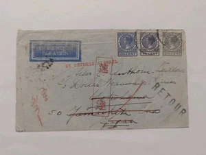Carta de correo aéreo de los Países Bajos vía Hong Kong a Yokohama y devolución muchos sellos - Imagen 1 de 3