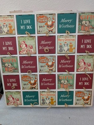RARE Wooden Advent Calendar For Dogs 25 Days of Christmas Treats 4" 22"x 22" - Image 1 of 4