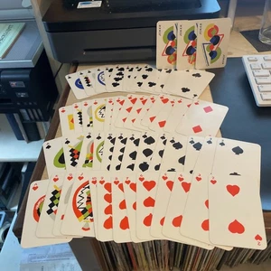 Sonia Delaunay Simultane Playing Cards 1980 2 Decks 4 cards missing - Picture 1 of 4