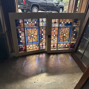 SG5103 two available price each antique jeweled Stained Glass Window 20.5 X 23 - Picture 1 of 15