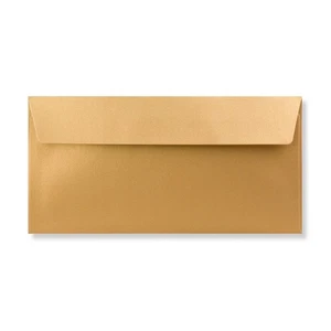 110 x 220 Gold DL Pearlescent Envelope | Peel/Seal | 120gsm Straight Flap - Picture 1 of 3