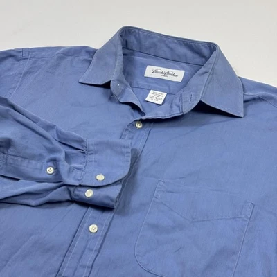 Camisa Brooks Brothers Para Hombre 15.5 32/33 Azul Algodón Egipcio Botón Frontal Hecha en EE. UU. Foto 1 de 4