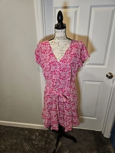 Neu mit Etikett! Loft Damen rosa Ösen bestickt Gürtel Rüschensaum Kleid Größe 14 - Bild 1 von 13