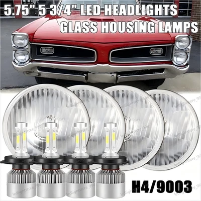 Светодиодные фары дальнего/ближнего света для Pontiac GTO Grand Prix Firebird 4 шт. 5,75 дюйма 5 3/4 дюйма - Изображение 1 из 4