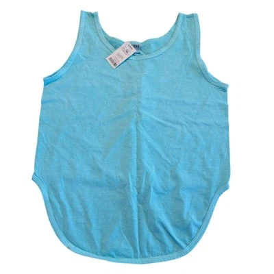 Vintage 80's Guess Georges Marciano Cotton Tank Top Sz M Teal High Low USA NWT - Image 1 of 4
