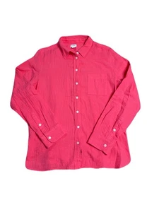 J Crew Womens Guava Button Down Linen Shirt NWT - Large - Picture 1 of 7