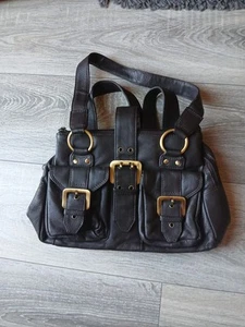 Tommy and Kate Genuine Leather Brown Buckle Detail Three Section Handbag - Picture 1 of 9