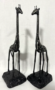 Giraffe Sculpture 2 Vintage Metal Figurine Bookends Set Mid Century Modern MCM - Picture 1 of 8