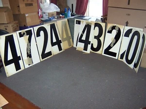 Group (12) Vintage Metal Gas Station Price Sign Numbers 30x16" - Picture 1 of 12