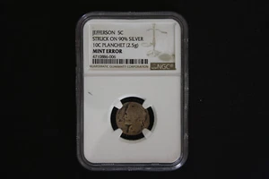 Mint Error Jefferson Nickel on Silver Dime Planchet NGC Certified! Looks Circ - Picture 1 of 4