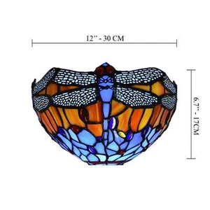 Antique Tiffany Style Wall Lamp Lamps Stained Glass Handcrafted Light Uplighter - Picture 1 of 5