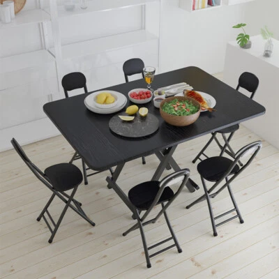 4/6 Seater Folding Portable Dining Table Chairs Sets Kitchen Garden BBQ Party UK - Image 1 of 4