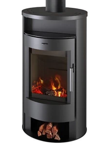 EEK A+ Runder Premium-Kaminofen TORONTO, schwarz - 6,3 kW - Bild 1 von 6