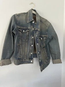 Levis Trucker Jacket Womens M Blue Dark Wash Stretch Denim American - Picture 1 of 5