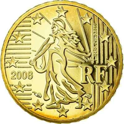 Moneda de 10 céntimos de euro Francia 2008 Unión Europea El sembrador República Francesa Foto 1 de 4