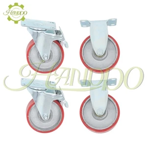 Paquete de 4 ruedas de alta resistencia de 4" - carcasa de poliuretano (dos con frenos, dos sin) - Imagen 1 de 19