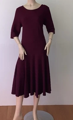 IVANKA TRUMP (Size XL) Substantial Knit  Short Sleeve Burgundy Dress - Image 1 of 4