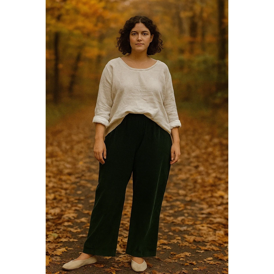 Calça de veludo vintage Cabin Creek feminina 18 verde floresta bootcut algodão - Imagem 1 de 4