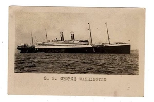 1921 RPPC ~ Vaporera S.S. George Washington ~ Usado ~ Matasellado - Imagen 1 de 2