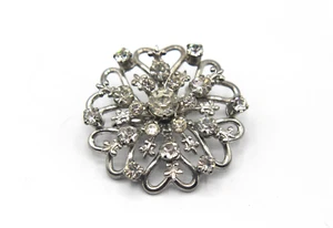 Vintage Rhinestone Heart Brooch w/ Fleur-de-Lis – Romantic Revival Vibes - Picture 1 of 6