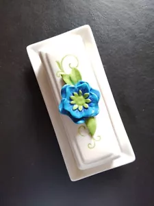 Grasslands Road PETALS Butter Dish w/Lid Red Flower & Green Leaves - Picture 1 of 7