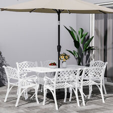 7PCS Cast Aluminium Garden Table and Chairs Set Rectangle Dining Table & 6 Chair