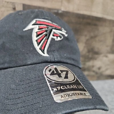 Atlanta Falcons '47 Marca Limpieza Ajustable Bajo Perfil Sombrero Negro NFL Fútbol Foto 1 de 4