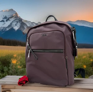 AUTH NWT$425 Tumi Women’s Voyageur Halsey Nylon Backpack In Deep Plum - Picture 1 of 20