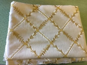 Embroidered Linen cotton mix  by meters x 138 cm wide upholstery blinds cushion - Picture 1 of 4