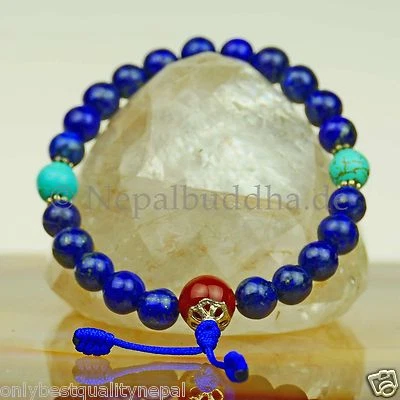 Lapis Lazuli Armband Türkis Karneol Edelstein Heilarmband Blau Türkis Rot - Bild 1 von 3