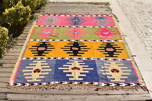 Alfombra Turca 6x6 Tejida a Mano Antalya Vintage Lana Tribal Tienda Rosa Kilim 195x213 - Imagen 1 de 7