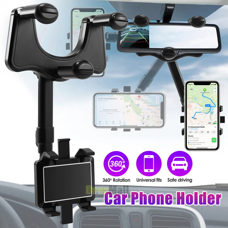 Soporte para teléfono de coche de 360° giratorio y retráctil para espejo retrovi Foto 1 de 4