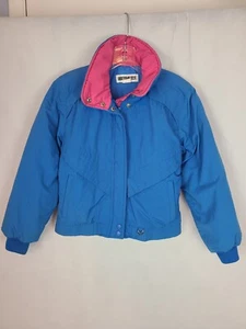 Obermeyer Girls Junior (12) Blue with Pink Trim Prima Zip Insulated Lined Jacket - Picture 1 of 12