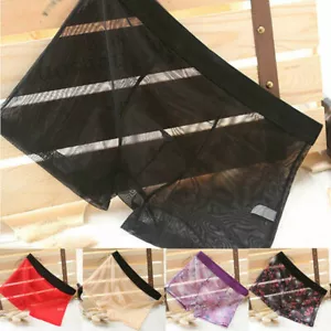 Mens See-through Boxer Briefs Sheer Mesh Pouch Underwear Panties Lingerie Nylon - Picture 1 of 12