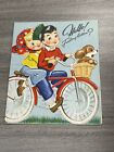 Vintage Greeting Card Get Well Kids On Bike Dancing Dog