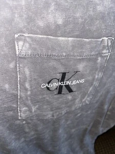 vintage calvin klein CK jeans t-shirt mens size L/XL 90s Retro Grey Black Faded - Picture 1 of 8