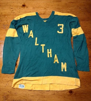 Camiseta deportiva de hockey vintage de los años 60-70 Waltham MA High School Stall & Dean #3 talla 46 Foto 1 de 4