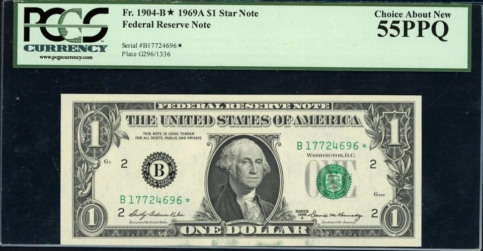 Fr. 1904-B* (B* Block) 1969A $1 New York Note PCGS Choice About New 55 PPQ - Image 1 of 1