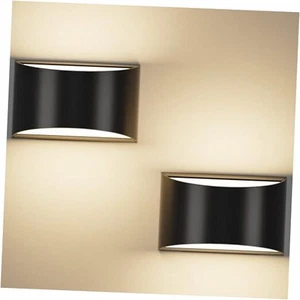 Schwarze LED Wandleuchten Innen - Warmweiß 3000K 2er Pack Schwarz Schale - Warmweiß - Bild 1 von 7