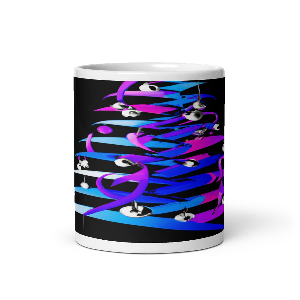 Taza de cerámica árbol de Navidad iridiscente 11 oz en azul y púrpura Foto 1 de 3