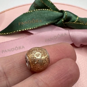 Pandora Golden Glitter Ball Silver Enamel Charm 796327EN146 Genuine Ale - Picture 1 of 8