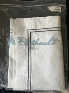 D. Porthault France Hotel Collection Standard Cotton White Gray Pillow Sham NWT - Picture 1 of 3