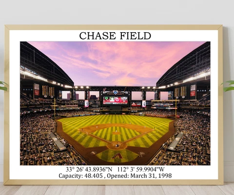 Chase Field Stadium Wall Art Poster, Arizona Diamondbacks Poster Unframed Cover
