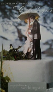 WEDDINGSTAR CAKE TOPPER~SHOWERED WITH LOVE COUPLE. NIB. HANDPAINTED BISQUE - Picture 1 of 3