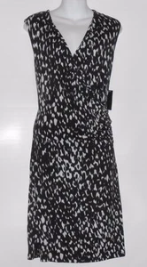 Atención Mujer Sin Mangas Semi Envolvente Vestido Drapeado Negro y Marfil XL Nuevo con Etiquetas - Imagen 1 de 2