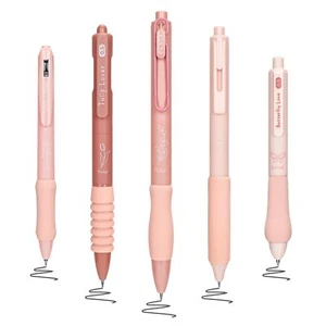 5pcs Gel Pens Quick-Dry Ink Black 0.5mm Retractable Aesthetic School Pens - Picture 1 of 7