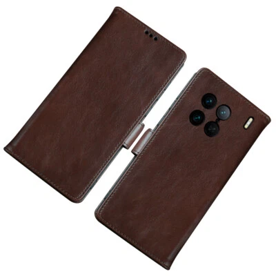 For VIVO Genuine Leather Case Cover Wallet Card Slot with Kickstand Magnetic - Image 1 of 4