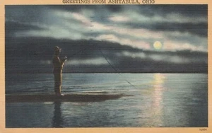 Grüße aus Ashtabula, Ohio - verschicktes Leinen - Bild 1 von 3